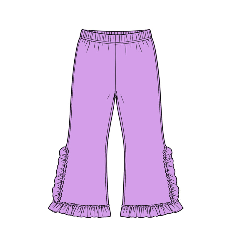 (Preorder new) No moq Baby Girls Solid Color Ruffle Flare Pants Bottom Cute Fall Winter Casual Trousers
