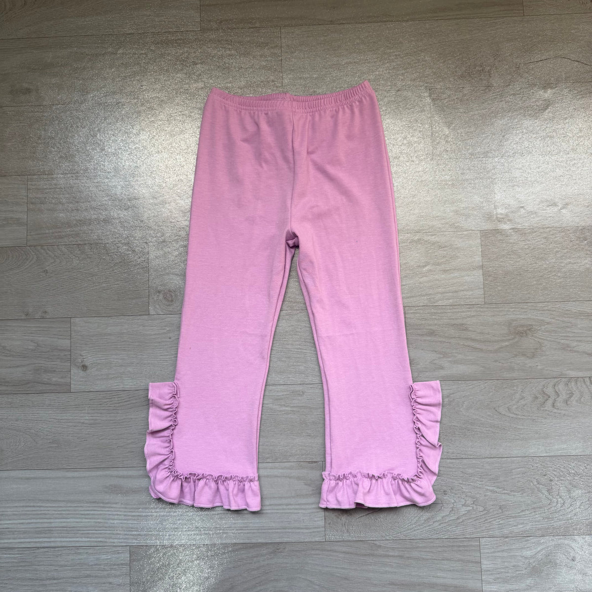 (Sample) No moq milk silk P1162 Baby Girls Lavender Ruffle Flare Pants Bottom Fall Casual Flared Bottom