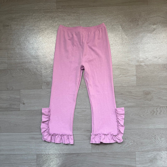 (Sample) No moq milk silk P1162 Baby Girls Lavender Ruffle Flare Pants Bottom Fall Casual Flared Bottom