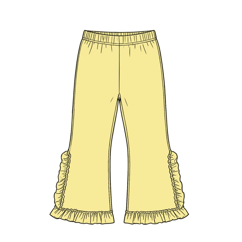 (Preorder new) No moq Baby Girls Solid Color Ruffle Flare Pants Bottom Cute Fall Winter Casual Trousers