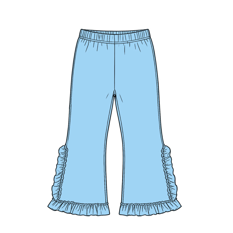 (Preorder new) No moq Baby Girls Solid Color Ruffle Flare Pants Bottom Cute Fall Winter Casual Trousers