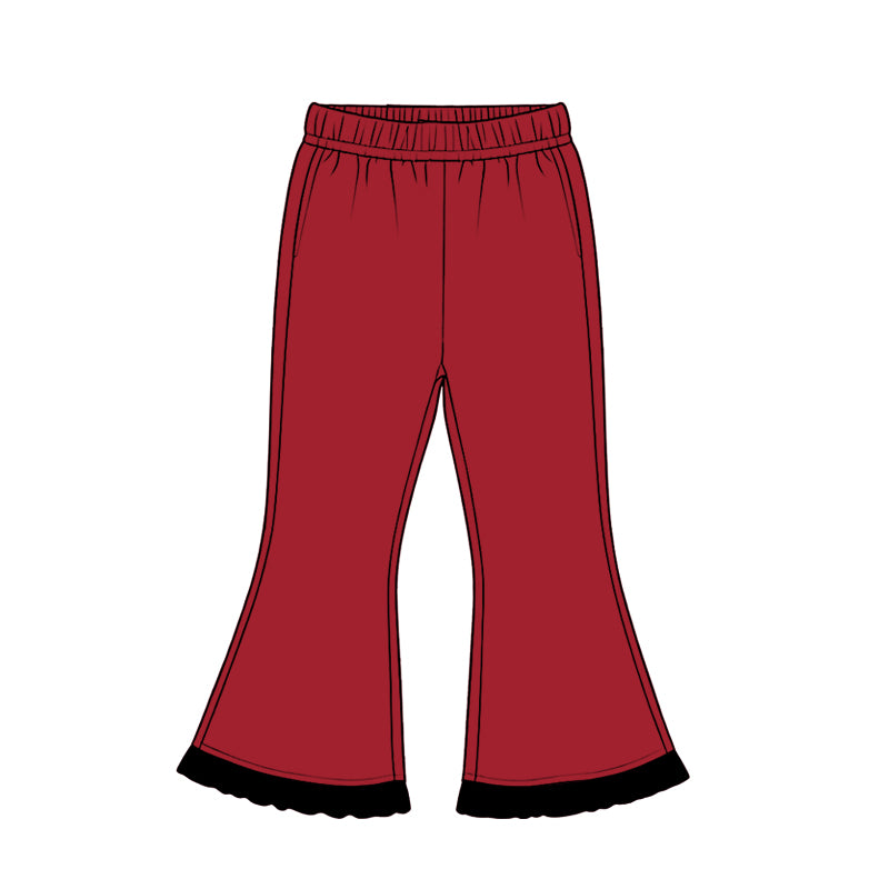 (Preorder new) No moq Baby Girls Solid Color Ruffle Flare Pants Bottom Fall Winter Casual Trousers