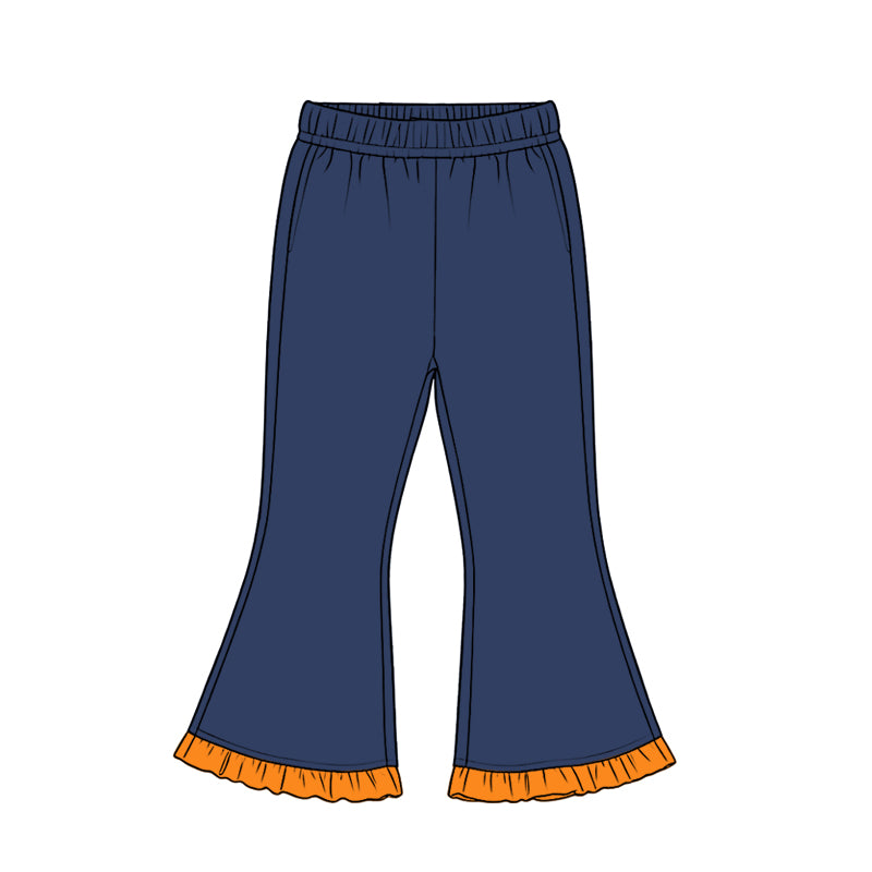(Preorder new) No moq Baby Girls Solid Color Ruffle Flare Pants Bottom Fall Winter Casual Trousers