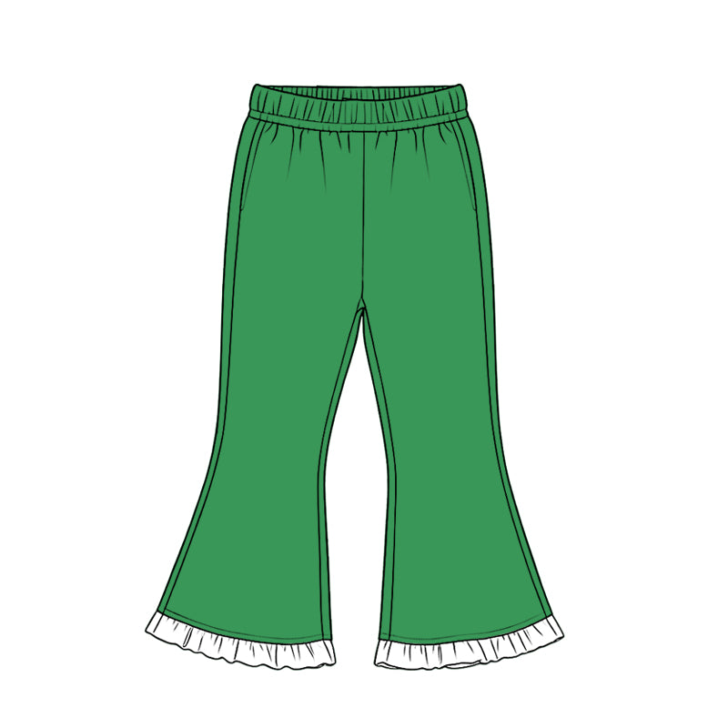 (Preorder new) No moq Baby Girls Solid Color Ruffle Flare Pants Bottom Fall Winter Casual Trousers