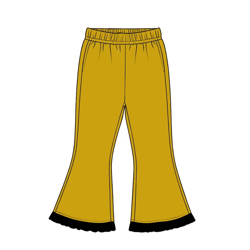 (Preorder new) No moq Baby Girls Solid Color Ruffle Flare Pants Bottom Fall Winter Casual Trousers