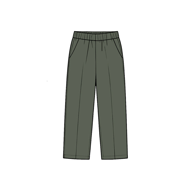 (Preorder new) No moq Baby Solid Elastic Waist Straight Leg Long Pants With Side Pockets Casual Children Trousers