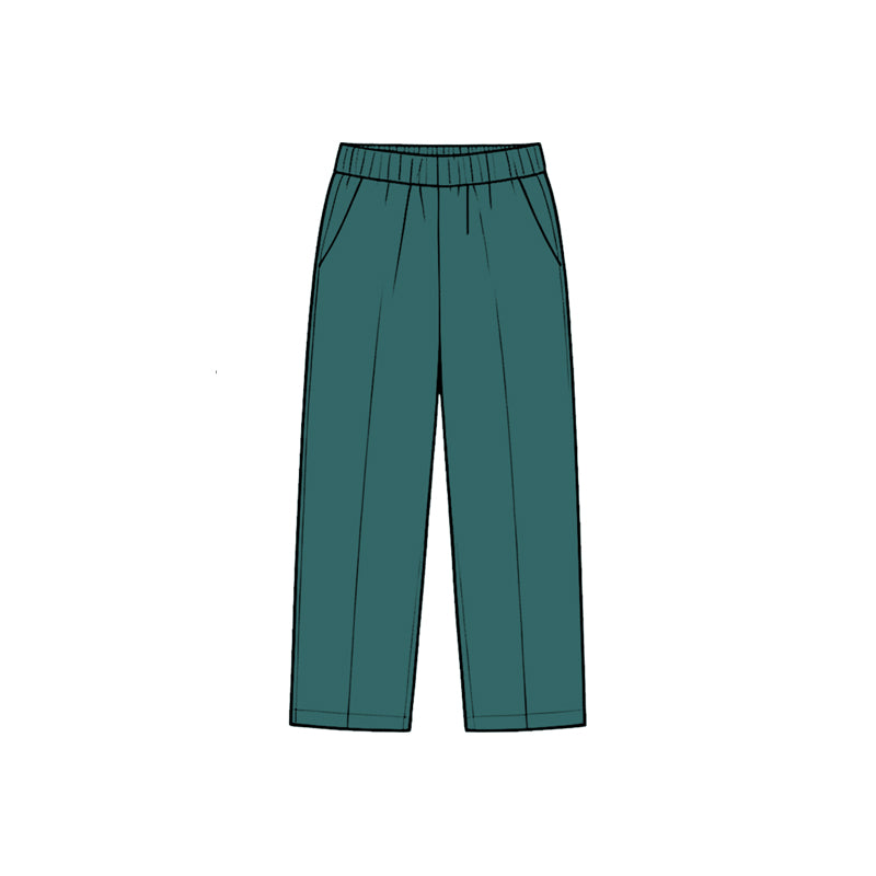 (Preorder new) No moq Baby Solid Elastic Waist Straight Leg Long Pants With Side Pockets Casual Children Trousers