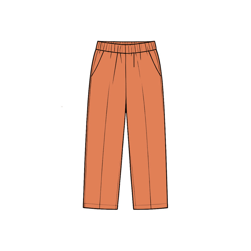 (Preorder new) No moq Baby Solid Elastic Waist Straight Leg Long Pants With Side Pockets Casual Children Trousers