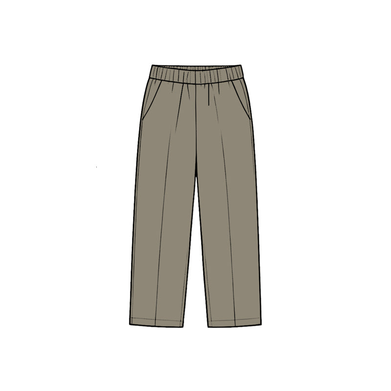 (Preorder new) No moq Baby Solid Elastic Waist Straight Leg Long Pants With Side Pockets Casual Children Trousers