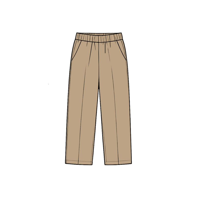(Preorder new) No moq Baby Solid Elastic Waist Straight Leg Long Pants With Side Pockets Casual Children Trousers
