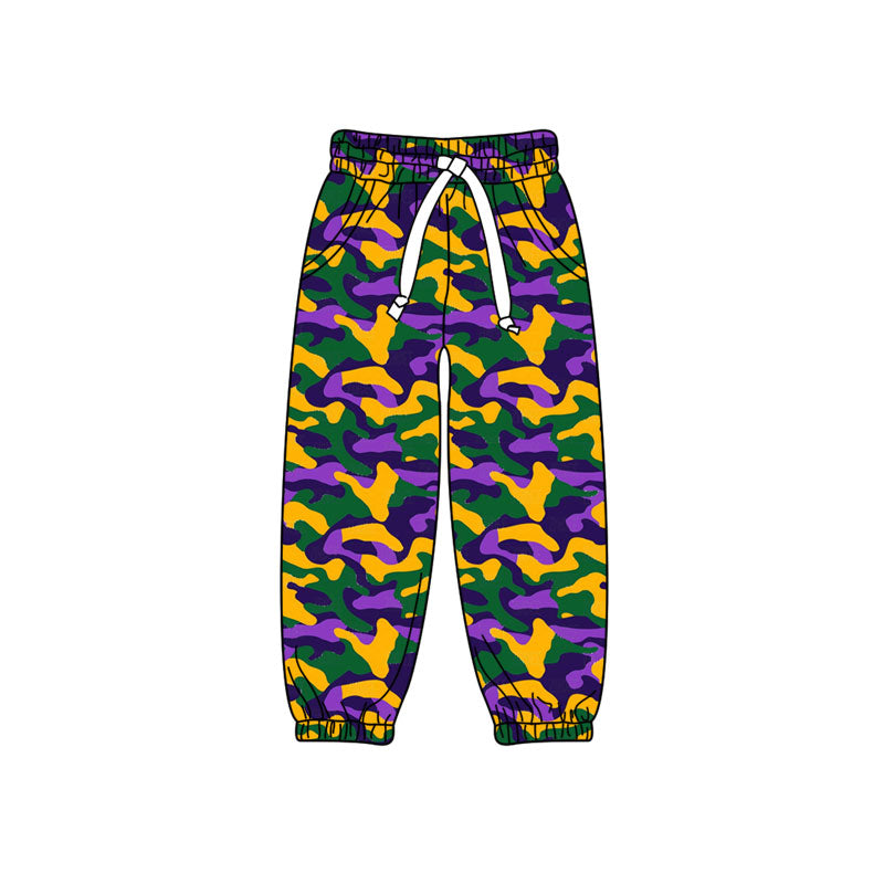 (Preorder new) No moq Kids Boys Purple Green Gold Camo Print Short Sleeve Polo Jogger Pants Set