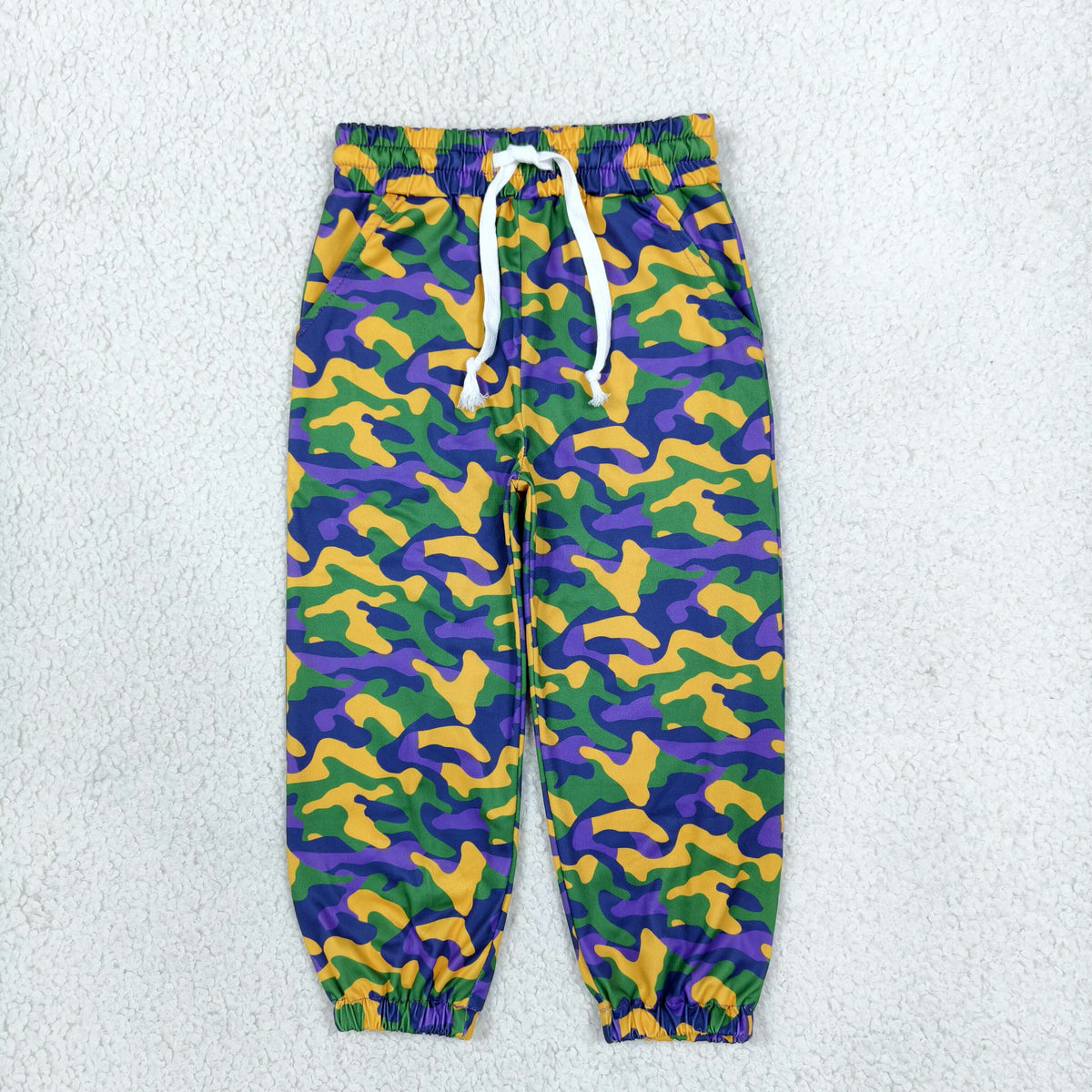 NEW RTS NO MOQ milk silk P1248 Baby Boys Camo Jogger Bottom Elastic Waist Pockets Pants