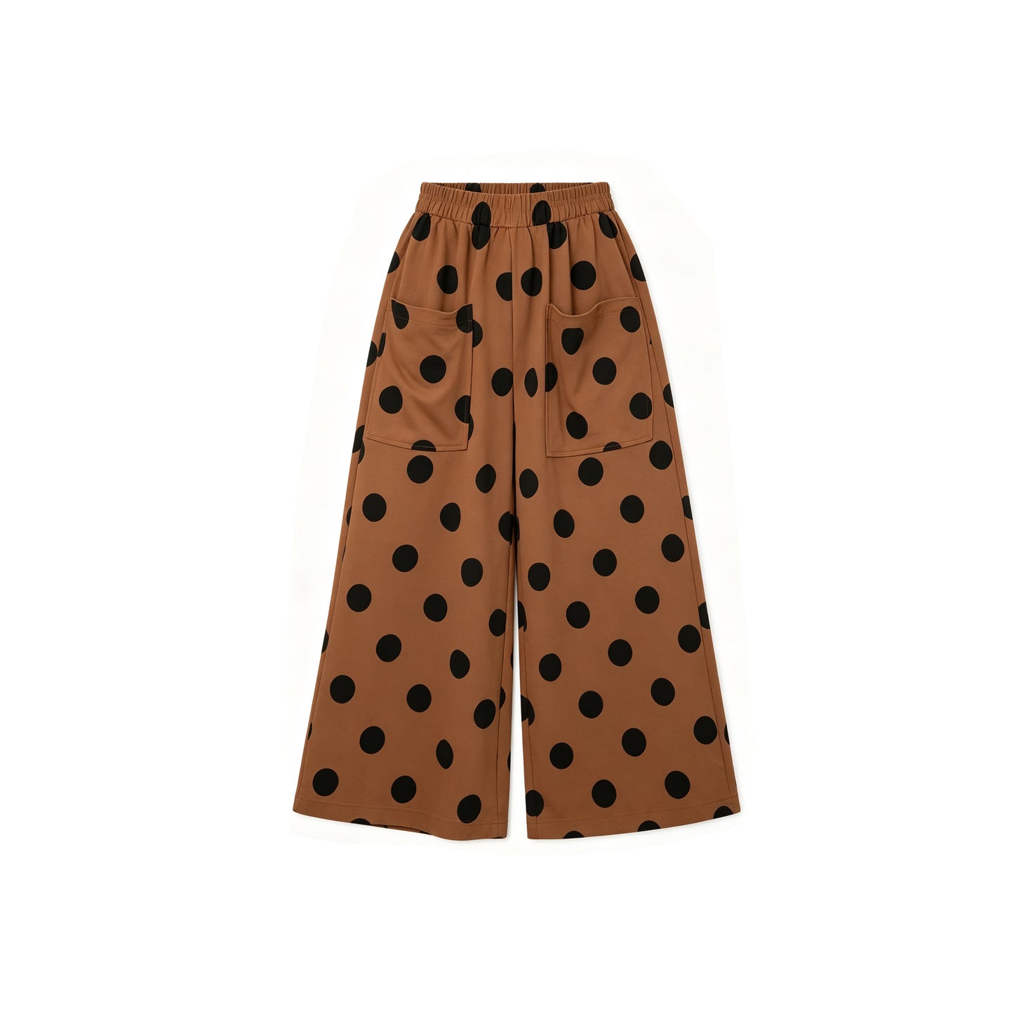 (Preorder new) No moq Adult To Match Kids Brown Polka Dots Pockets Front Flare Pants Bottom