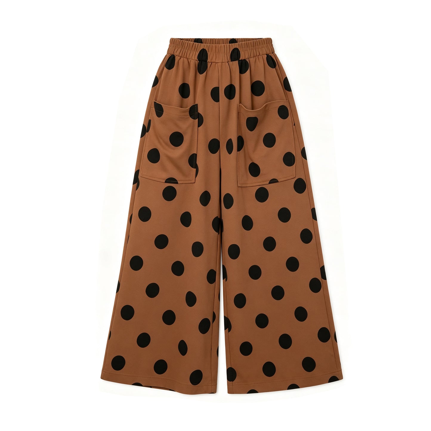 (Preorder new) No moq Adult To Match Kids Brown Polka Dots Pockets Front Flare Pants Bottom