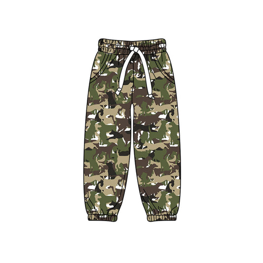 (Preorder new) No moq P1256 Baby Boys Camo Hunting Dog Print Drawstring Jogger Pants with Side Pockets