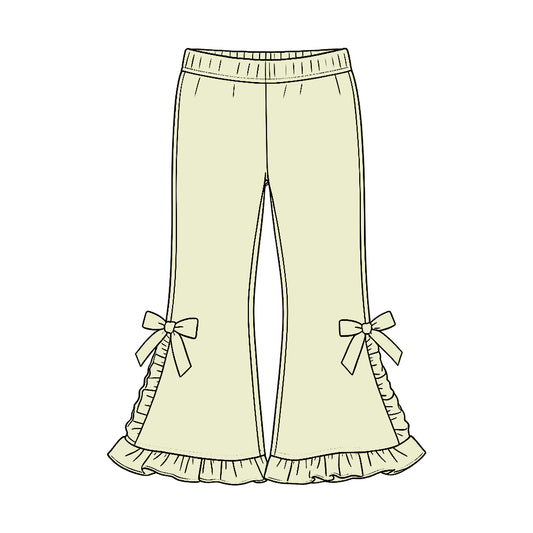 (Preorder new) No moq P1272 Baby Girls Yellow Casual Ruffle Flare Pants Bottom