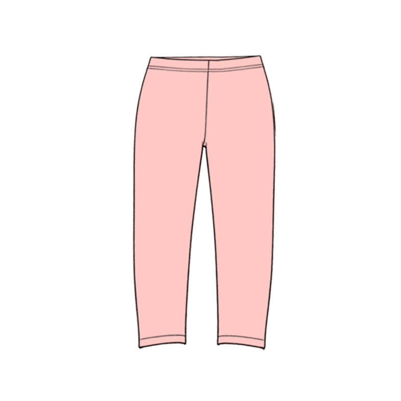 (Preorder new) No moq yoga fabric P1311 Baby Girls Solid Light Pink Elastic Waist Casual Yoga Leggings