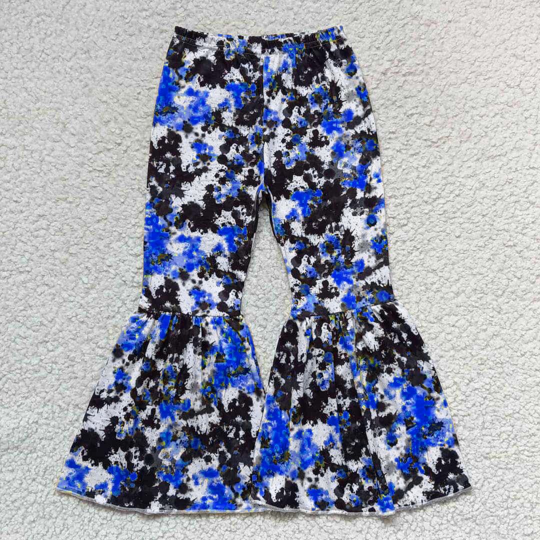 custom girls Navy blue tie-dye pattern long pants  moq 5