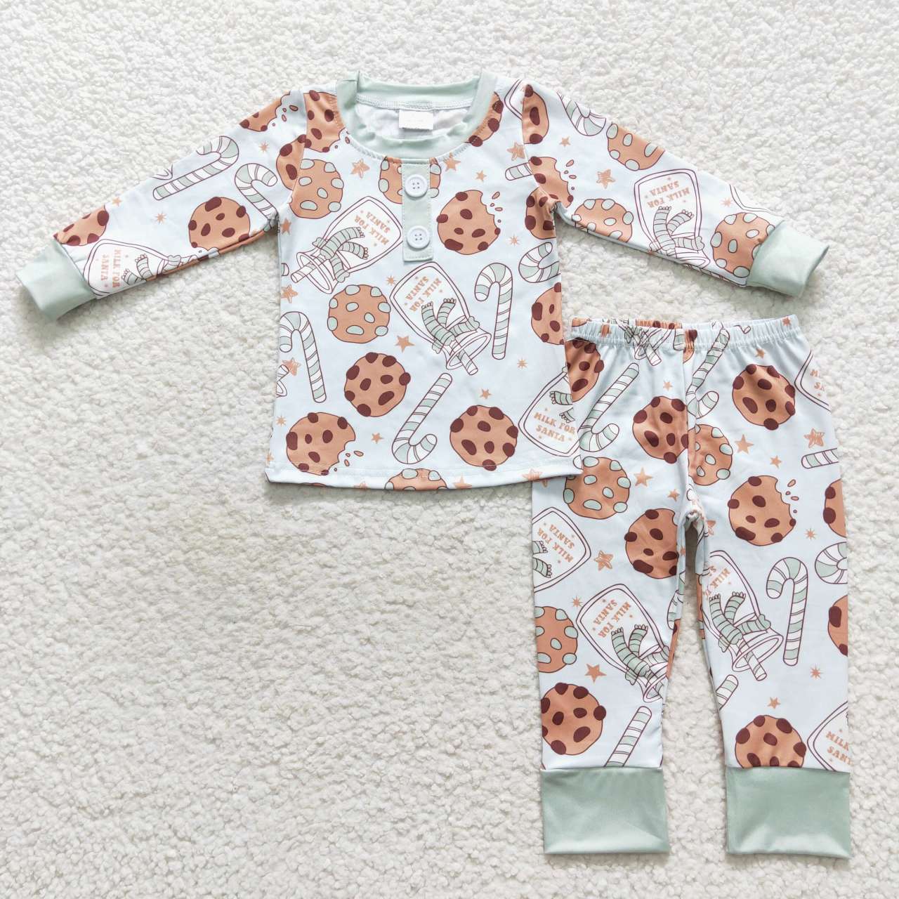 BLP0314 Milk Cookie Bottle Cane Green Long Sleeve Pants  Suit