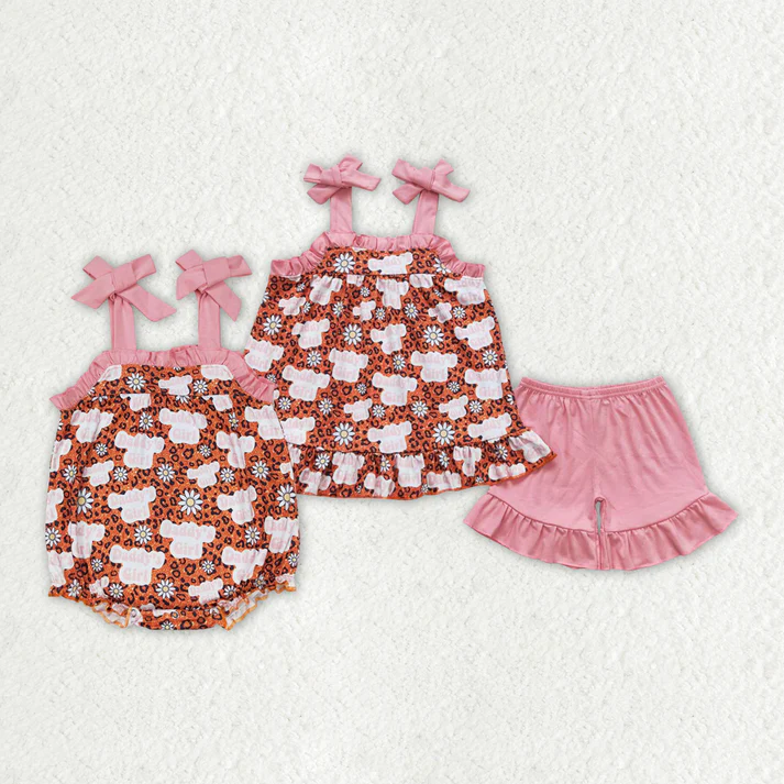 RTS Baby Girls Daddy's Girl Leopard Sibling Rompers Clothing Sets