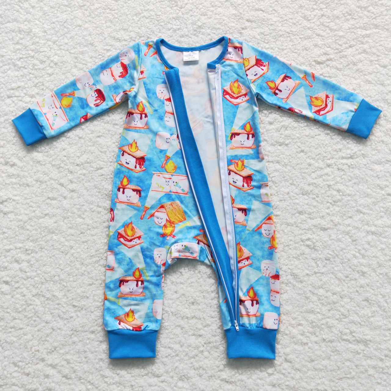 RTS NO MOQ（In Stock) Flashlight Torch Cup Blue Zipper Long Sleeve Jumpsuit