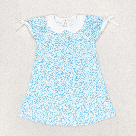 rts no moq GSD1132 toddler clothes blue floral baby girl summer dress