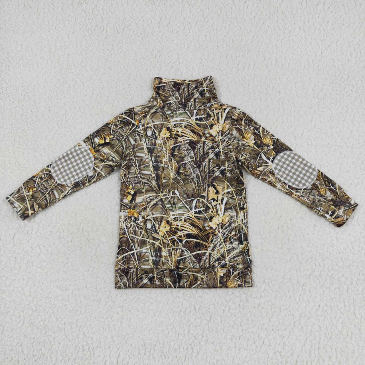 BT0332 Mallard Straw Camouflage Zip Long Sleeve Top