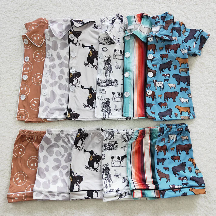 RTS Baby Kids Children Western Summer Shorts Pajamas summer girls pajamas