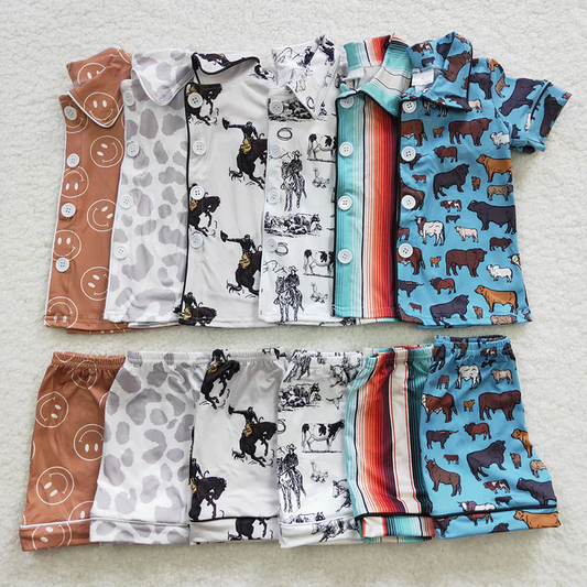 RTS Baby Kids Children Western Summer Shorts Pajamas summer girls pajamas