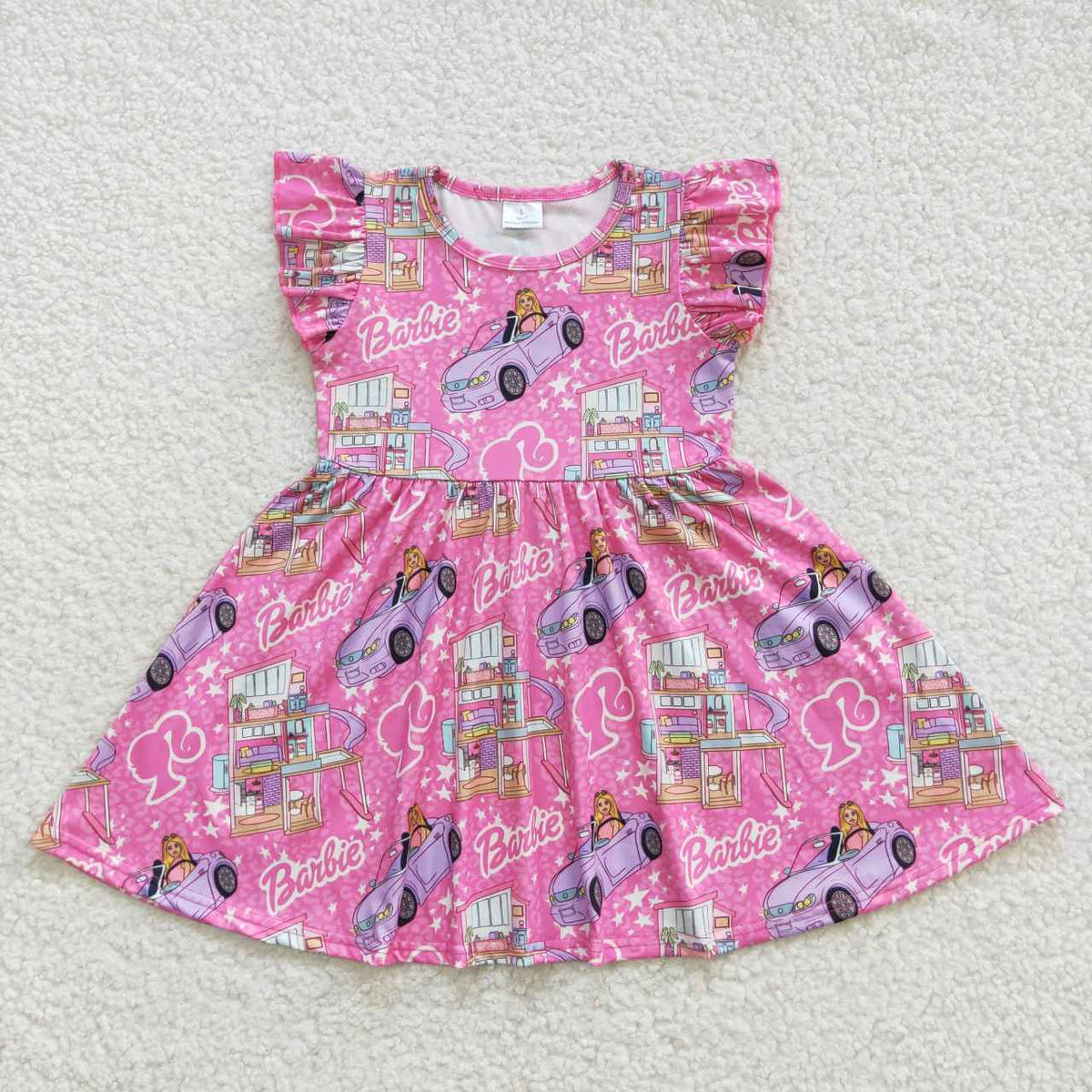 GSD0465 Cute Clothes star pink flying sleeve dress
