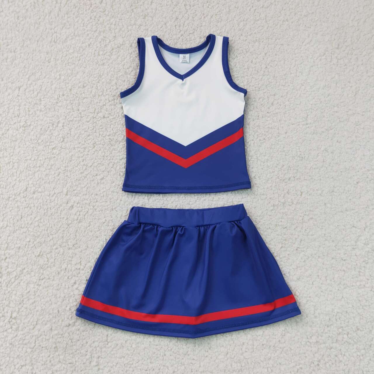 RTS NO MOQ yoga fabric GSD4202 Baby Girls Fashion Navy Red Stripe Vest Skort Team Yoga Active Outfit