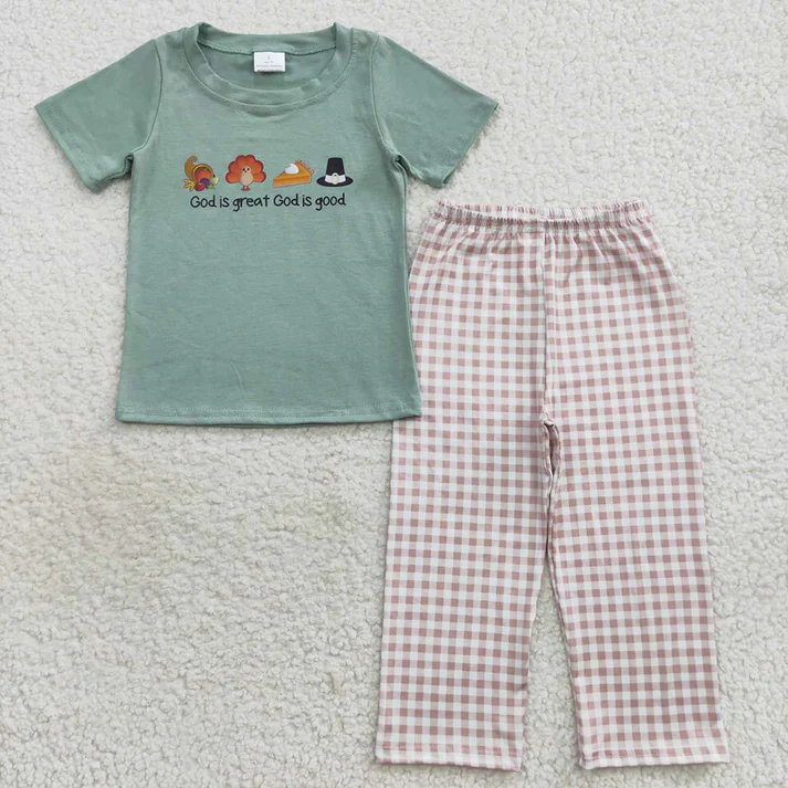 RTS NO MOQ cotton clothing Thanksgiving Turkey Sibling Outfits Clothes Sets Thanksgiving Day viny