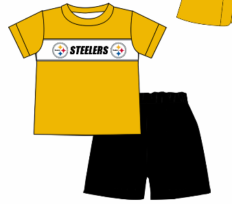 Custom summer teams baby girls clothes team yellow short sleeve shorts sets 3 and briefs sets and dress and rompers-25.7.23