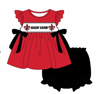 Custom summer teams baby girls clothes team red short sleeve shorts sets 3 and briefs sets and dress and rompers-25.7.23