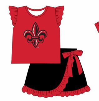 Custom summer teams baby girls clothes team red short sleeve shorts sets 3 and briefs sets and dress and rompers-25.7.23