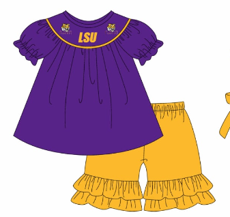 Custom summer teams baby girls clothes team purple short sleeve shorts sets 3 and briefs sets and dress and rompers-25.7.23