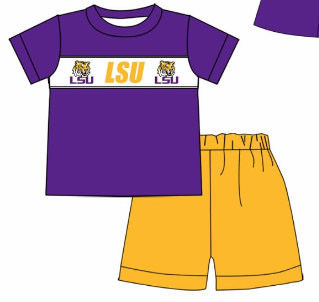 Custom summer teams baby girls clothes team purple short sleeve shorts sets 3 and briefs sets and dress and rompers-25.7.23