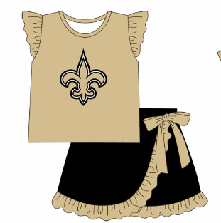 Custom summer teams baby girls clothes team khaki short sleeve shorts sets 3 and briefs sets and dress and rompers-25.7.23