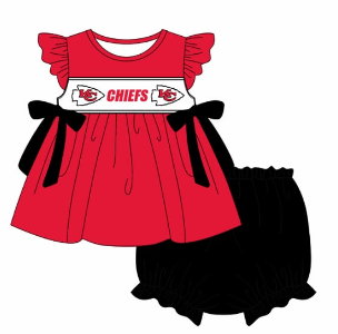 Custom summer teams baby girls clothes team red short sleeve shorts sets 3 and briefs sets and dress and rompers-25.7.23