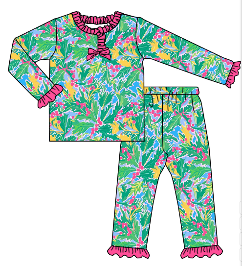 25.8.27 custom each style moq 5 eta 4-6week Sibling Sisters pattern baby girl long sleeve pants sets 2