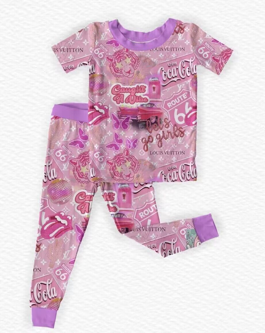 Boys Tiger Butterfly Print Short Sleeve Pants Pajama Set Moq 5