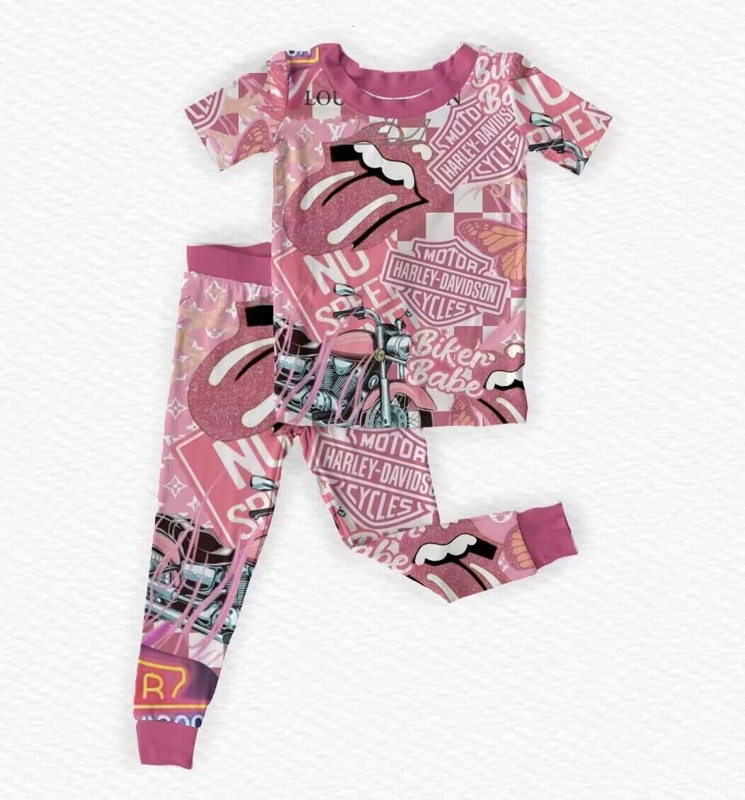 Boys Tongue Print Short Sleeve Pants Pajama Set Moq 5