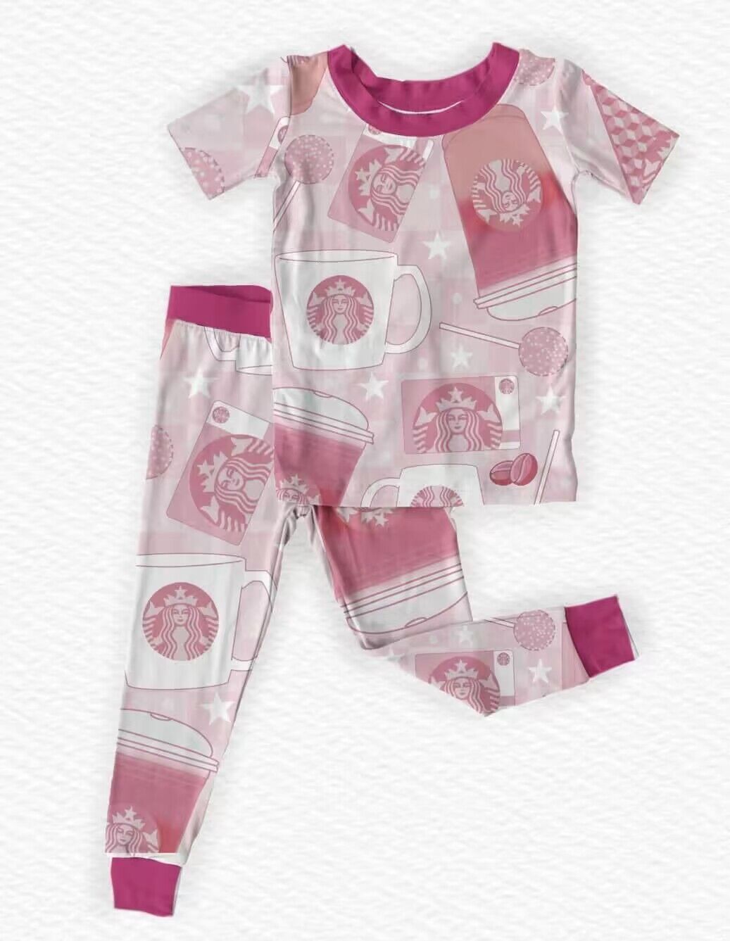 Boys Cup Print Short Sleeve Pants Pajama Set Moq 5