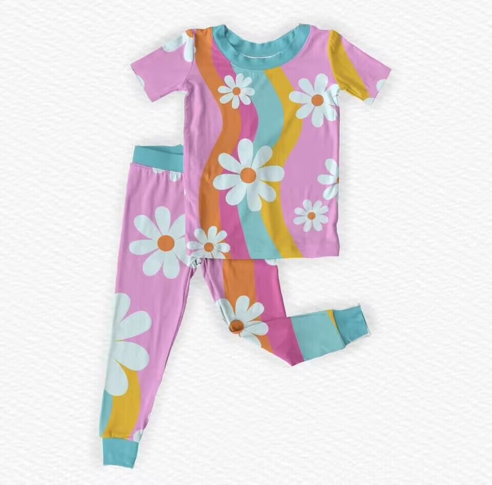 Boys Floral Print Short Sleeve Pants Pajama Set Moq 5