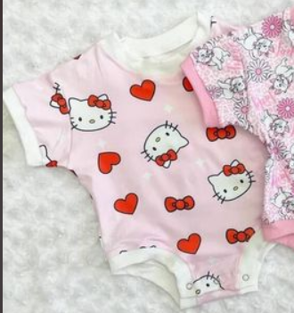 Girls kitty short sleeve bodysuit