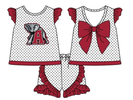Girls short sleeve short pants outfits ALABAMA print moq 5
