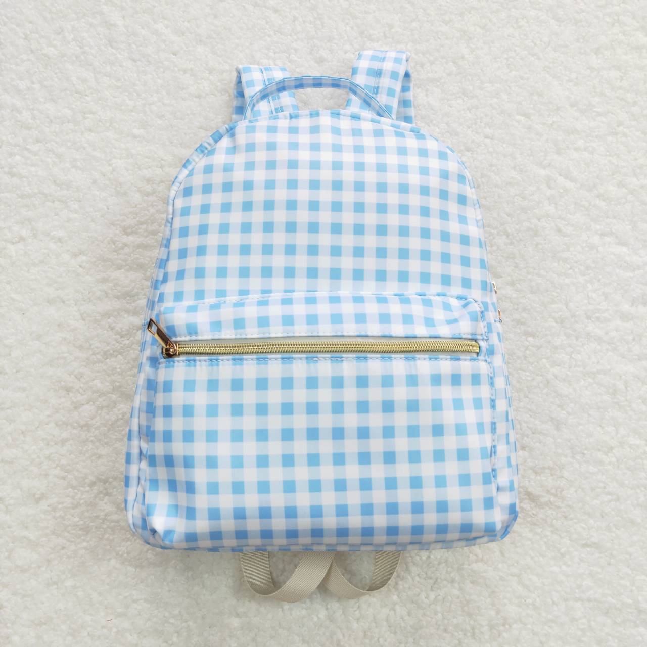 RTS NO MOQ baby girl clothes blue and white plaid Backpack and lunch box