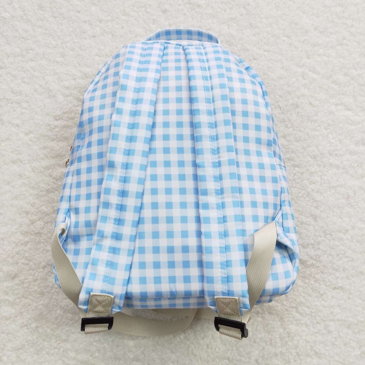 RTS NO MOQ baby girl clothes blue and white plaid Backpack and lunch box
