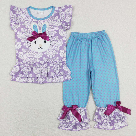 RTS NO MOQ（In Stock) A0-1 Rabbit Purple Short Sleeve Pants Suit