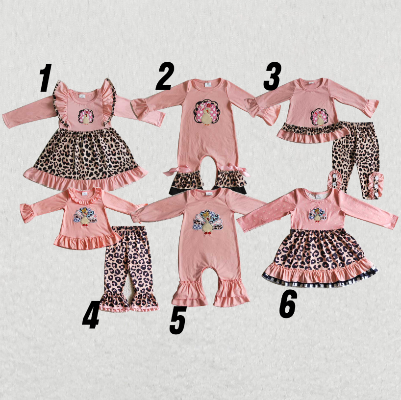 RTS NO MOQ Embroidered Turkey Cotton Leopard Print Long Sleeve Pants Set Embroidery